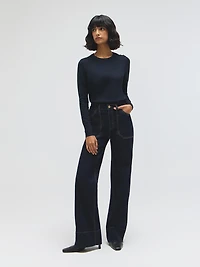Cotton-Blend Straight Leg Jeans