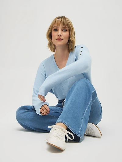 Jean à jambe large et taille élastique