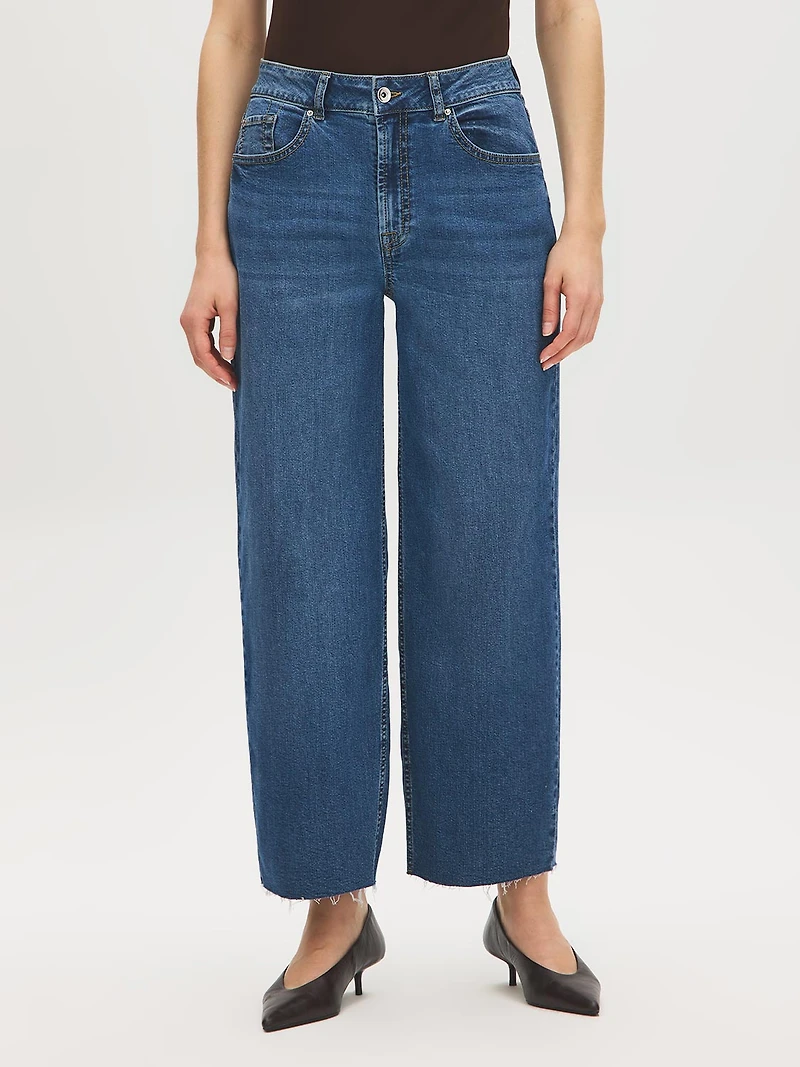 Cotton-Blend Barrel Jeans