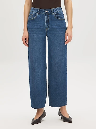 Cotton-Blend Barrel Jeans