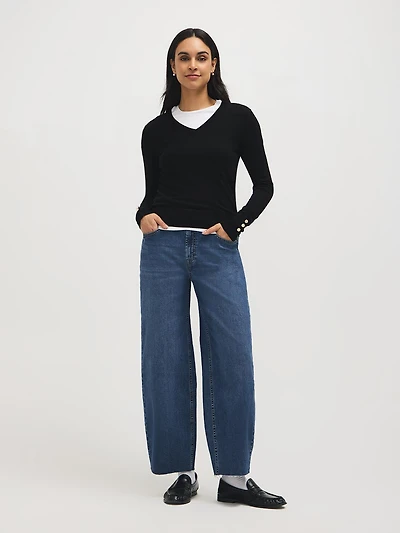 Jean ballon en mélange de coton