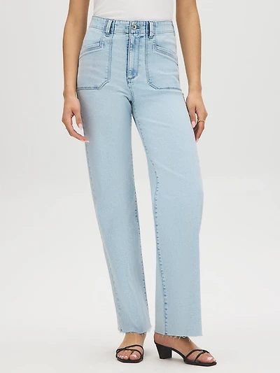 Cotton-Blend Raw Edge Jeans