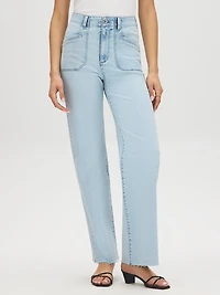 Cotton-Blend Raw Edge Jeans