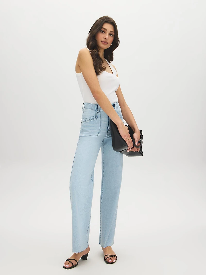 Cotton-Blend Raw Edge Jeans