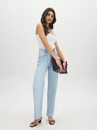Cotton-Blend Raw Edge Jeans