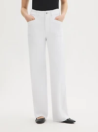 Jean en mélange de coton à bords effilochés