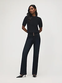 3-Button Waistband Bootcut Jeans