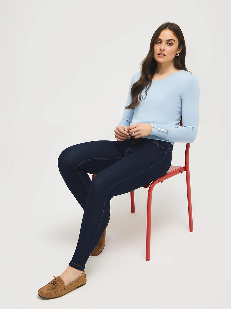 Jean extensible à jambe ajustée en mélange de coton