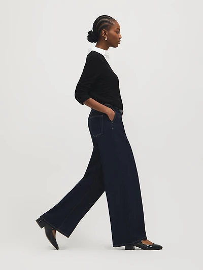 Wide-Leg Cotton-Blend Jeans