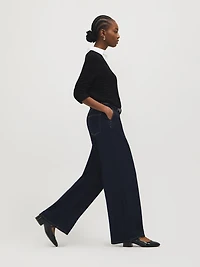 Wide-Leg Cotton-Blend Jeans