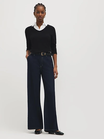 Cotton-Blend Wide-Leg Jeans