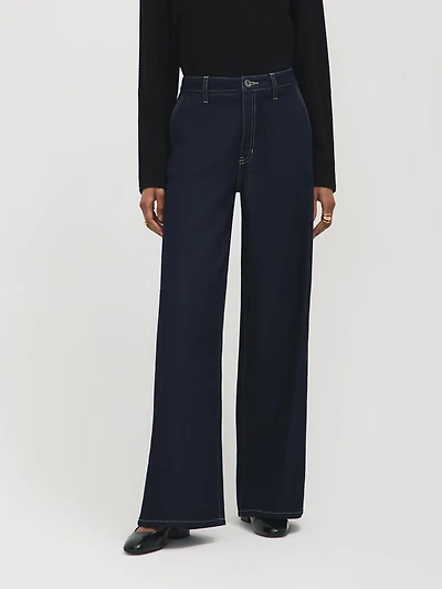 Cotton-Blend Wide-Leg Jeans