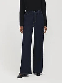 Cotton-Blend Wide-Leg Jeans