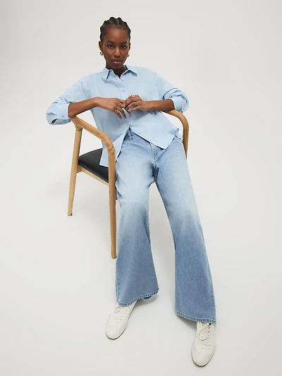 Cotton-Blend Wide-Leg Jeans