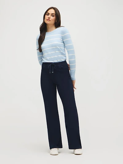 Drawstring Wide-Leg Jeans