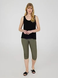 Pantalon capri avec fronces
