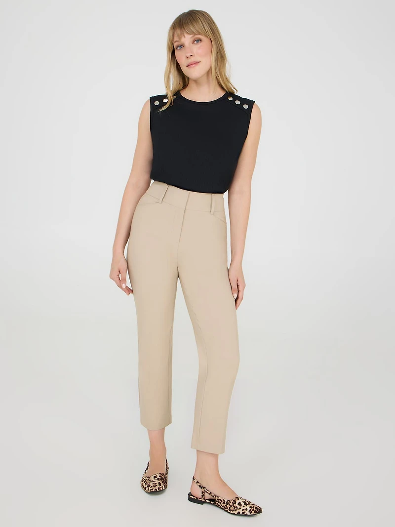 Pantalon capri à taille mi-haute