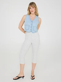 Striped Straight Leg Capri Pants
