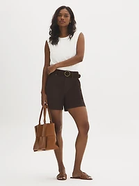 Cotton-Blend Belted Shorts
