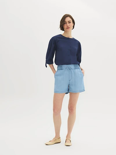 Short en denim à enfiler