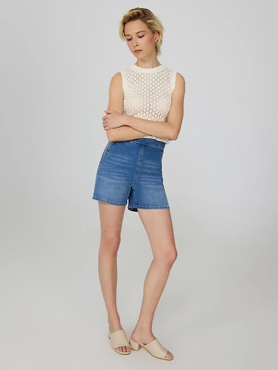 High-Rise Denim Shorts