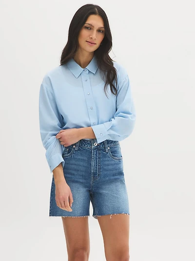 Shorts en jean à ourlets effilochés