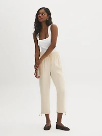 Drawstring Twill Capri Pants