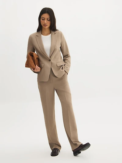 One-Button Crepe Blazer