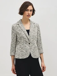 Blazer en tricot bouclé à manches retroussées