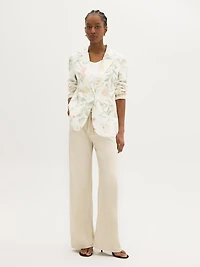 Floral Print Linen-Blend Blazer
