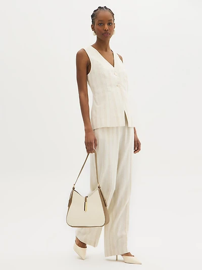 Striped Linen-Blend Vest