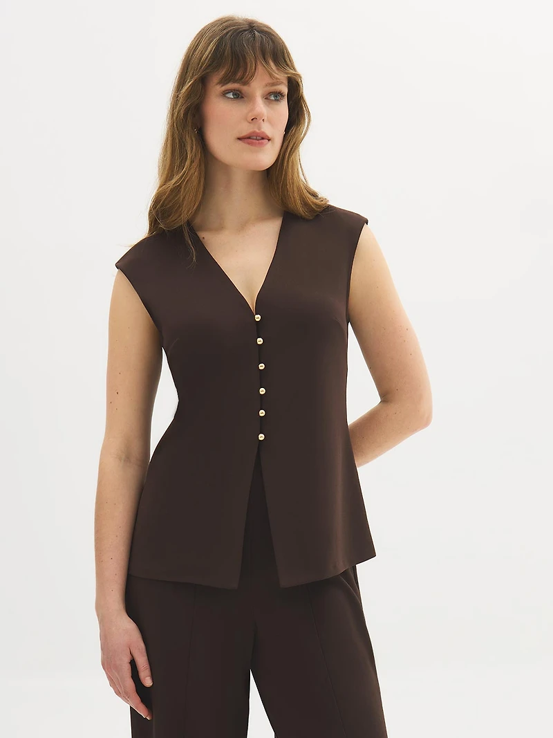Sleeveless Crepe Vest