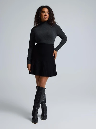 Sweater Knit Pleated Skirt
