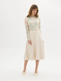 Faux Suede Panel Skirt