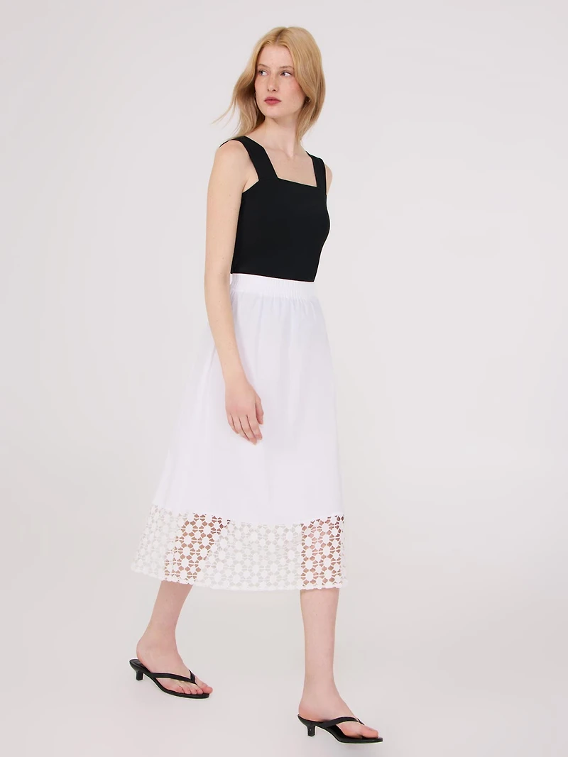 Jupe en popeline avec ourlet crochet