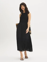 Lace Trim Tiered Maxi Skirt