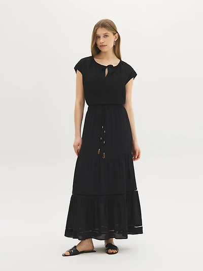 Tiered Textured Maxi Skirt