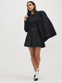 Belted Faux Leather Mini Skirt