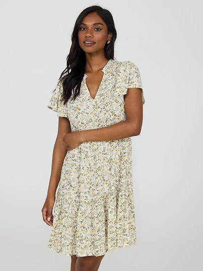 Floral Flutter Sleeve Mini Dress