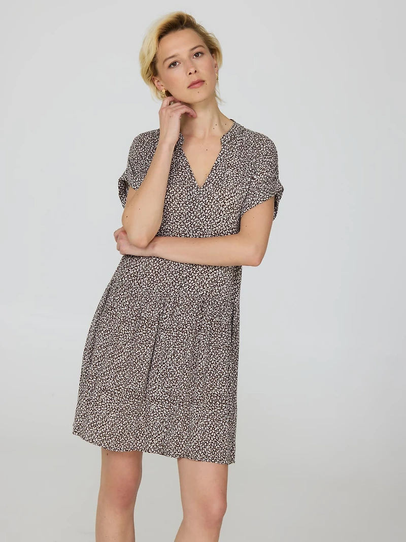Mini-robe à effet froissé et motif floral