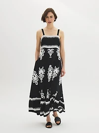 Robe longue imprimée à volants