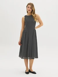 Sleeveless Polka Dot Midi Dress