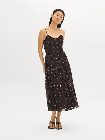 Polka Dot Tiered Chiffon Dress