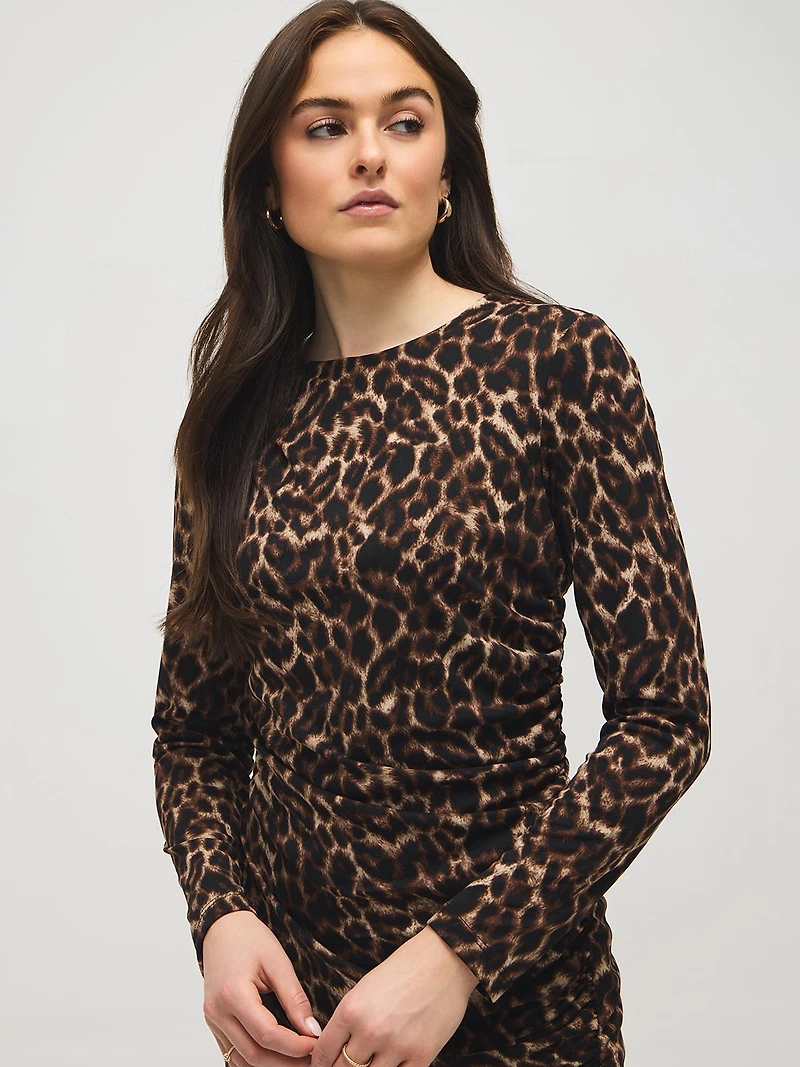 Mini-robe froncée à imprimé animal