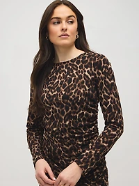 Mini-robe froncée à imprimé animal