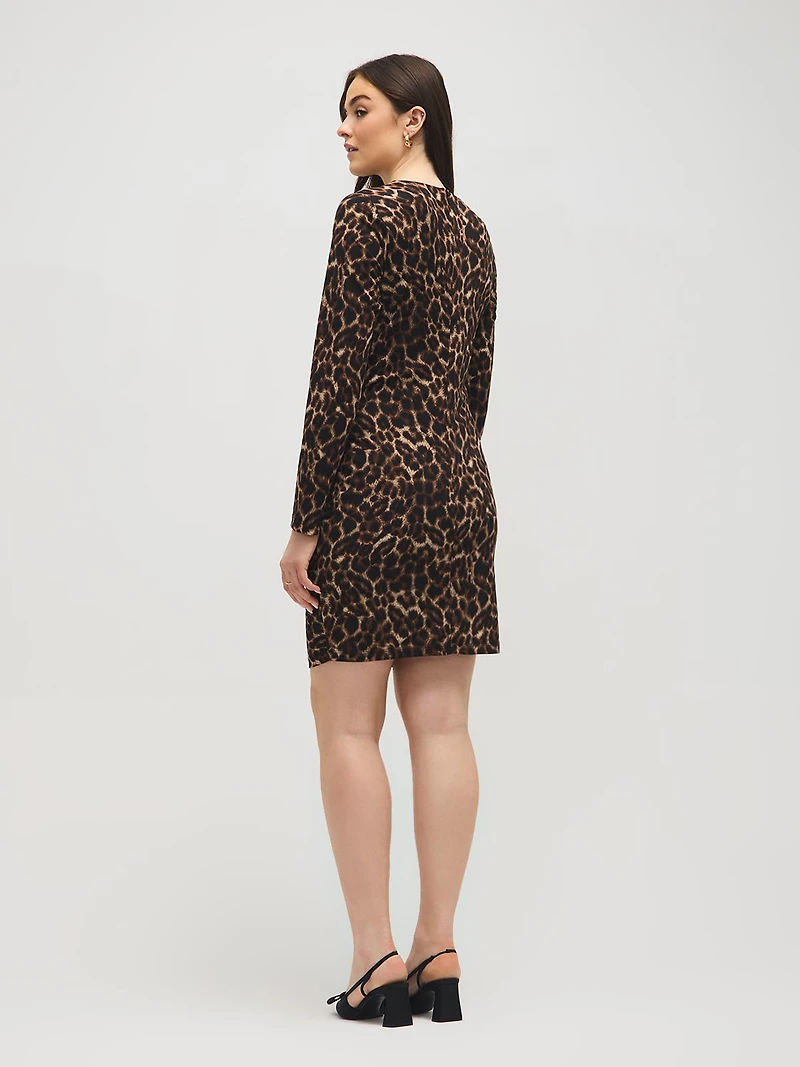 Animal Print Gathered Mini Dress