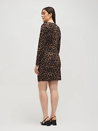 Animal Print Gathered Mini Dress