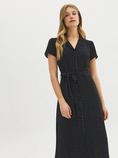 Polka Dot Midi Shirt Dress