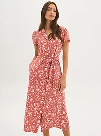 Robe chemise mi-longue à imprimé