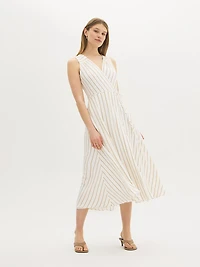 Striped Fit & Flare Midi Dress